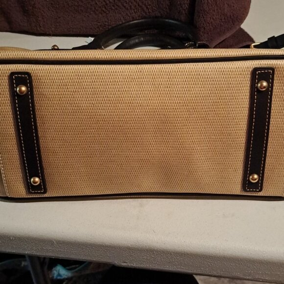 Dooney & Bourke Black & Cream Canvas Leather Satchel with Strap - Picture 10 of 11